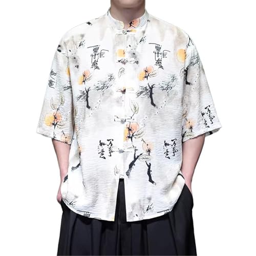 Chemise courte homme style chinois coton lâche anti-chaleur
