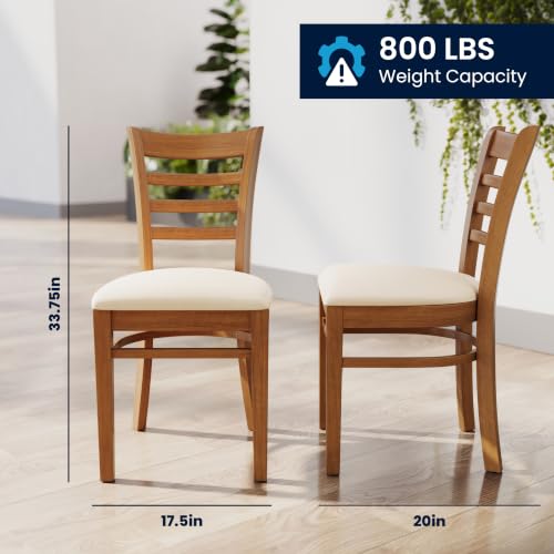 Image of Flash Furniture Hercules Ladder Back Wood Chair - Vinyl Seat, Cherry /Tan