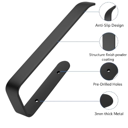Image of Napkin Hanger for Washbasin | Hand Towel Hanger for Bathroom Accessories | Towel Ring | Napkin Holder -(Black - Powder Coated)-27L x 7.5W x 3H