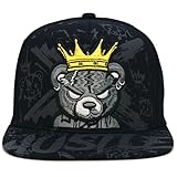Hustle Bear New Leader TL Snapback Teddy Bear King Adult Adjustable Cap Hat (Black)