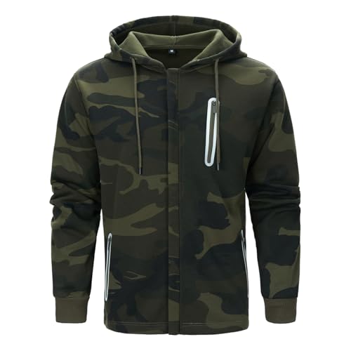 Sweat à capuche zippé homme classique avec manches longues et poches frontales