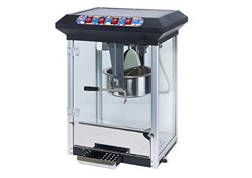 Image of Winco Commercial-Grade Popcorn Machine with Stainless Steel Kettle, 8 Ounce, Black