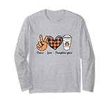 Photo Gallery peace love zucca spice halloween caduta basic maglia a manica Photo Gallery peace love zucca spice halloween caduta basic maglia a manica
