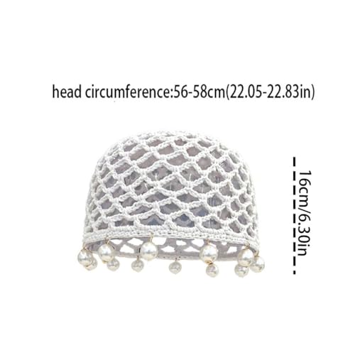 Gorro de crochet de algodón para mujer estilo étnico blanco vintage miniatura 2