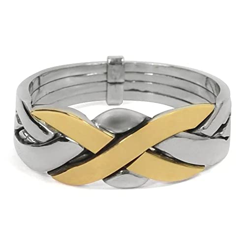 Anel Aliança Turca Prata 925 Com Ouro 18K Trançada Berkat SKU 3146 (19)