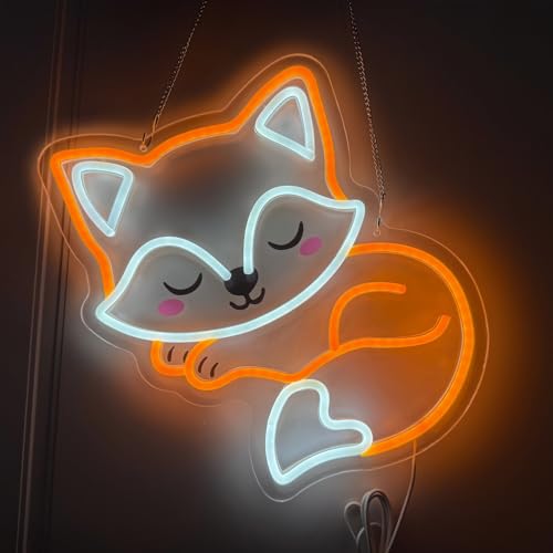 Image of Fox Neon Sign, USB Powered LED Light for Room Decor | Cute Animal Wall Decor for Bedroom, Kids Room, Game Room, Party Decoration and Fox Lovers Gift