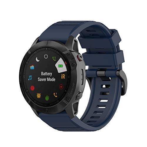 DKEnjoy Soft Silicone Quick Release Watchband Replacement Band Bracelet Watch Strap Compatible for Garmin Fenix 7X/6X/6X Sapphire/Fenix 3 Smartwatch (Navy)