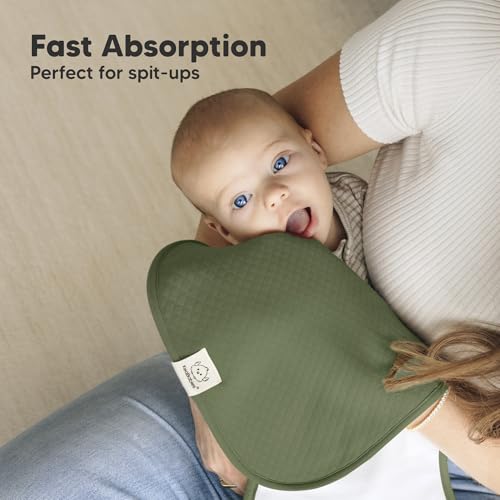 Image of KeaBabies 5-Pack Organic Burp Cloths Baby Girl, Boy - Extra Large, Absorbent Baby Burp Cloths, Soft Burping Cloths for Babies, Newborn Burp Clothes, Cotton Burp Rags, Thick Burp Cloth (Palms /Quin)