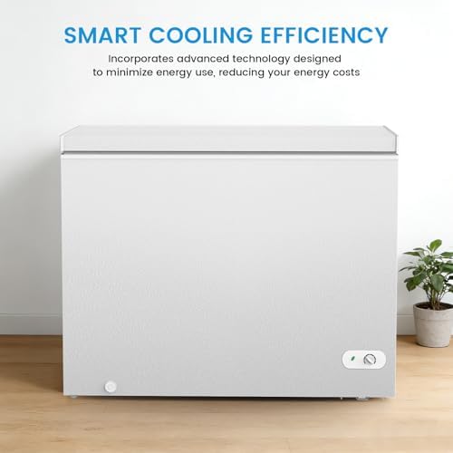 Image of COWSAR Chest Freezer 10.0 Cubic Feet Freezer with 3 Removable Baskets, Free Standing Top Open Door Deep Freezer, 7-Level Adjustable Temperature, Compact, Front Drain for Home Dorm, White