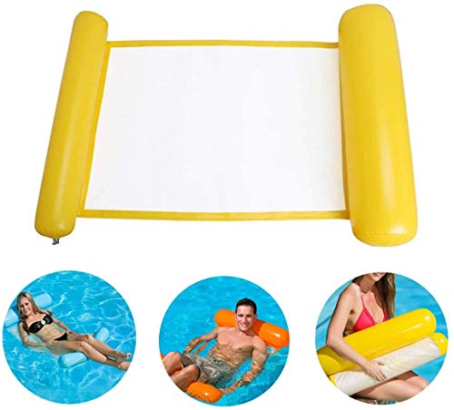 BETOY Hamaca Flotante Hamaca Hinchable Piscina Colchoneta Hinchable Piscina Cama Flotante de Agua Piscina Tumbona Hamaca Inflable de Agua Flotante colchoneta Piscina Tumbona (Amarillo)