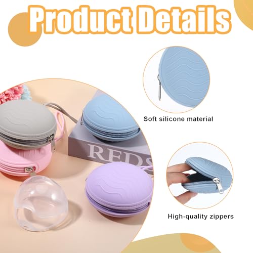 Image of 2 Pack Pacifier Holder Case, BPA-Free Silicone Portable Pacifier Case Holder Pouch for Baby Boys & Girls, Travel Storage Container for Newborn, Diaper & Strollers(Light Grey /Blue)