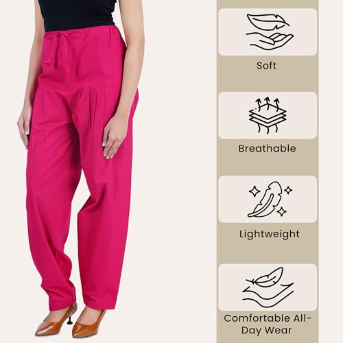 Image of Happy Bunny Salwar Pant for Women, Fine Cotton Ethnic Trousers with Drawstring Waist, Comfortable Daily, Office & Casual Wear Bottoms