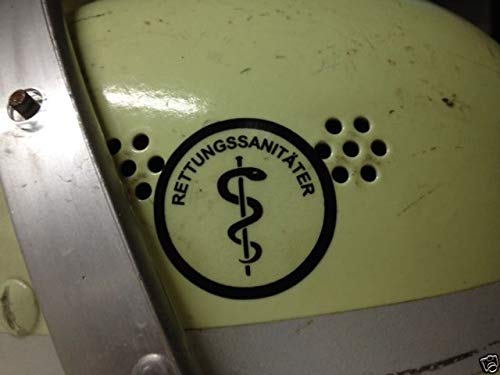 2 Rettungsdienst Feuerwehr Helmaufkleber Aufkleber Äskulapstab RETTUNGSSANITÄTER Schwarz