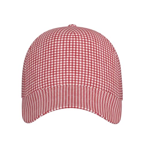 Gorra clásica unisex a cuadros roja y blanca miniatura 2