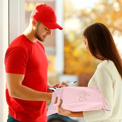 Carehabi 100pcs Versandbeutel,250 X 350mm Tragbare Poly-Kunststoffbeutel,Umschläge Mit Griff Selbstklebend Leicht Zu Tragen Opake Versandtaschen Wasserdicht Und Reißfest Pakettaschen