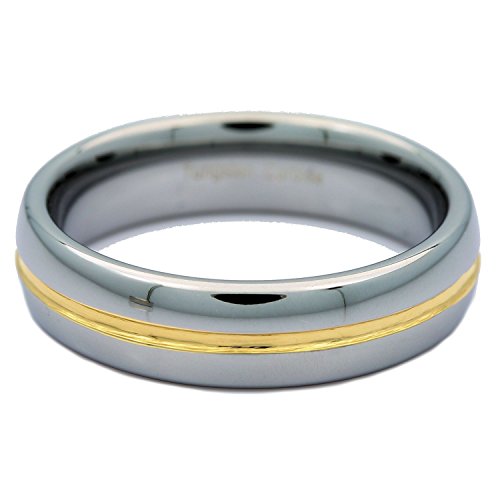 Gold Plated 6mm or 8mm Center Groove Ring Tungsten Carbide High Polished Band2