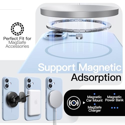 Image of JETech Magnetic Slim Case for iPhone 17 6.3-Inch, Compatible with MagSafe, Ultra-Thin Lightweight Minimalist Phone Cover with Matte Finish and Full Camera Lens Protection (Mist Blue)