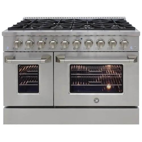 BRAMA Gas Range with 8 Burner Cooktop, 48-Inch with Double