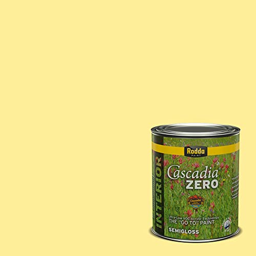 Rodda Paint CASCADIA ZERO Interior Semi-Gloss Paint & Primer in One, Quart, Yellow Tail