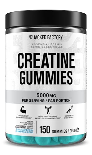 Jacked Factory Creatine Gummies 5g Daily Dose (1g per Gummy) - Creatine Gummy for Men and Women, Vegan-Friendly, Travel-Friendly, Third-Party Tested - 150 Gummies, Blue Raspberry