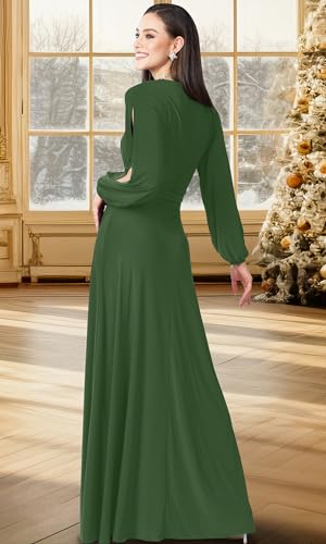 Image of KOH KOH Womens Long Sleeve Sexy Slit Photoshoot Evening Fall Maxi Dress