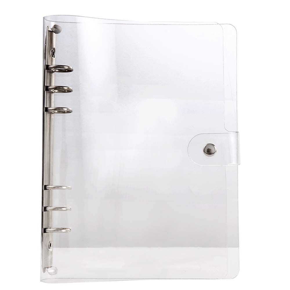 STCRERAG Lot de 8 Couvertures de Classeur A6 en PVC 17 * 10cm Classeur Budget Étanche Classeurs A6 à Anneaux Transparent avec Coquille et Autocollant Durable pour Fichiers Documents Cahiers Cartes