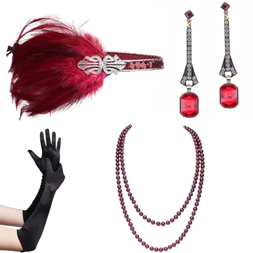 Costume vintage années 1920 femme avec collier et boucles d'oreilles
