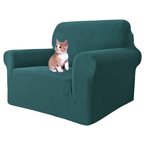Maxijin Super Stretch Chair Covers For Living Room, 1-Piece Universal Chair Slipcover With Arms Jacquard Spandex Chair Protector Dogs Pet Friendly Sofa Couch Armchair Cover (Chair, Blackish Green) #TOP24