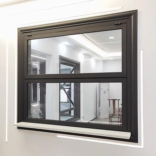 Ventana Ventanas Corredizas para Interiores con Marco Negro, Ventana de Privacidad con Travesaño de Ventilación para Casita de Juegos con Cerradura, Ventanas Decorativas para Cobertizos(36x28 in (91x7
