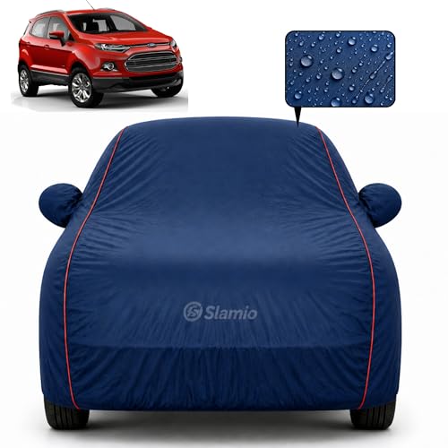 Image of Car Cover for Ford EcoSport 2013-2017 | 100% Waterproof Heavy-Duty 3-Layer Car Body Cover | All-Weather Rain, UV, Sun & Dust Protection | Custom Fit | Mirror & Antenna Pockets | Navy Blue