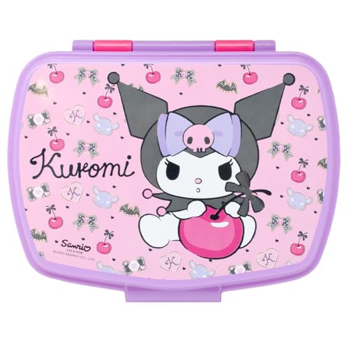 ms móvil shop Fiambrera Infantil Kuromi Rectangular | Plástico Resistente y Libre de BPA | Compartimentos Prácticos | Cierre Seguro | Ideal para Escuela, Merienda o Picnic