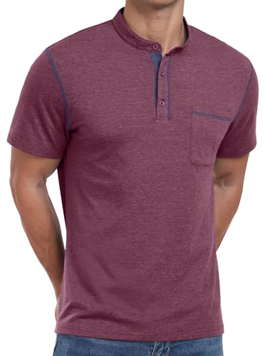 Image of Sailwind Mens Henley Shirts Short Sleeve Summer Casual Classic Cotton T Shirts Pocket Button Shirt