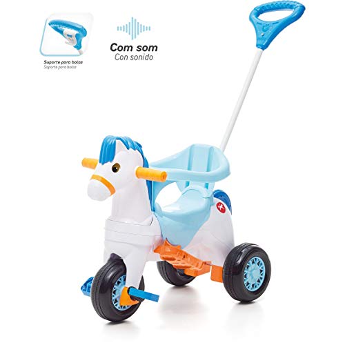 Triciclo, Poponei, Calesita, Azul, Com Balanço, 80 x 43.5 x 62 cm