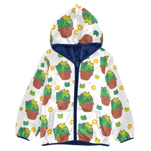 Cartoon Frogs Inside A Basket Girls Fleece Jacket Girls Fall Jacket Girls Zip Up Hoodie Girls Sherpa Jacket 2-10T