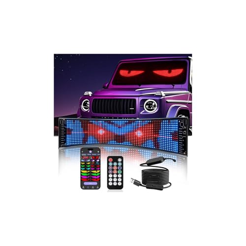 XAXVSTS Panneau Affichage LED | 47,5 X 12 cm | Plaque led Lumineux Message Voiture USB 5V | Personnalisable,Flexible,Programmable Display App Bluetooth & télécommande | camion, magasin,publicitaire