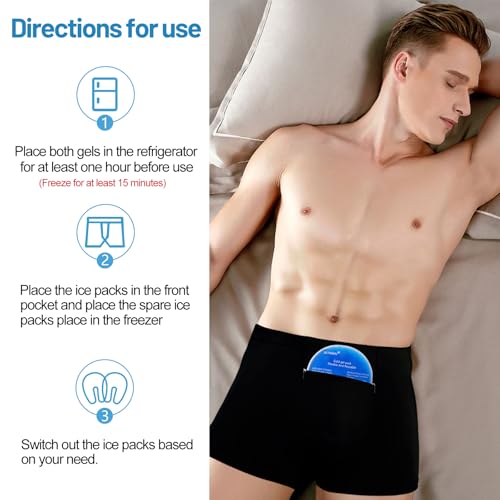 Vasectomy Support Underwear for Men Snug Boxer Briefs with 2 Ice Packs for Testicular Support and Pain Relief Post-Vasectomy Care Gift black2