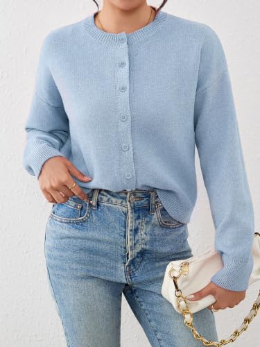 Image of Ibeauti Cropped Cardigan Sweaters for Women 2026 Trendy Spring Y2k Outfit Long Sleeve Button up Open Front Short Knit Sweater