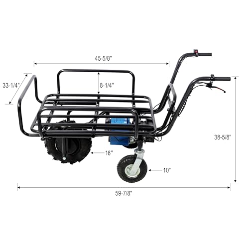 KEIKI Carretilla Eléctrica para Transporte, Carro de Jardín con Motor DC 24V 350W, Capacidad 265 lbs, Asa de Metal y Ruedas de 16" miniatura 3