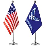 LoveVC US Air Force Wings Desk Flag Small Mini Military Office Table Flags with Stand Base,2 Pack