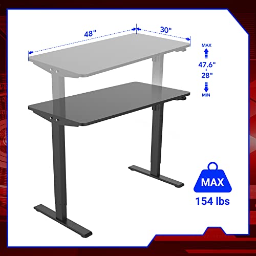 Electric Standing Desk 48 X 30 Inches, Height Adjustable Gaming Desk, Stand Up Desk W/2-Button Controller, Ergonomic Computer Desk For Home, Black Frame + Black Tabletop #TOP2