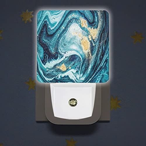 Acozuhse Led Night Lights Lamp With Dusk To Dawn Sensor, Very Beautiful Blue Marble With Gold Powder Night Lamp, Night Lights Plug Into Wall For Kids Room, Bedroom, Bathroom, Kitchen, Hallway #TOP2