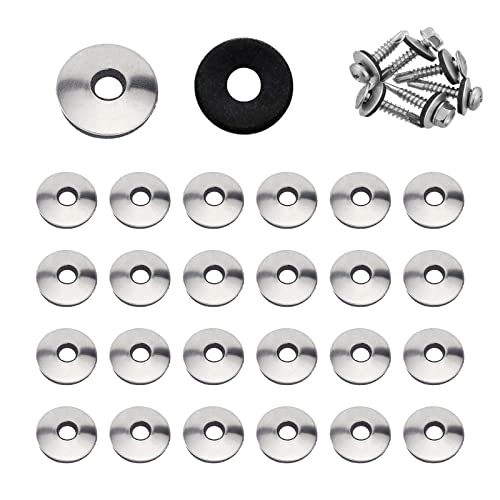 YouU #4.2/4.8/5.5/6.3/8mm Multiple Models Stainless Steel Neoprene EPDM Bonded Sealing Gasket Washers Assortment Kit (6.3x19mm 50pcs)