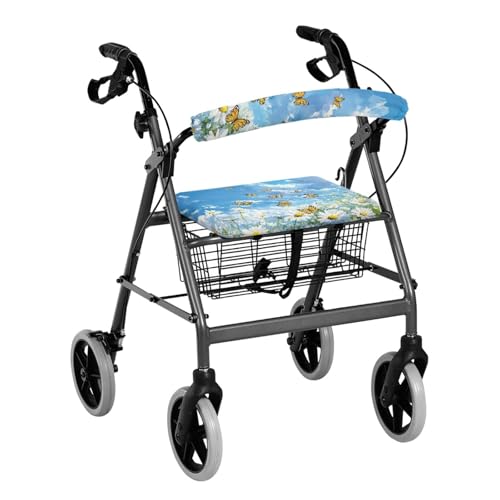 Jrysaedy Daisy Butterfly Rollator Walker Cover for Seniors in Assisted Living Easy to Install Rollator Walker Accessories for Seniors