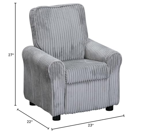 Image of Olive & Opie Jordan Kids /Toddler Push Back Recliner Chair, Lounge Sofa for Boys & Girls Ages 3 and Up, Soft Upholstery, Soft Gray Cords