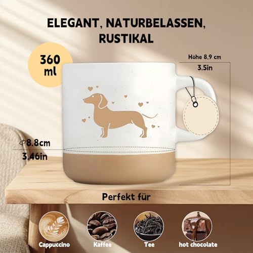 Dackel Tasse 360 Ml Mit Gravur Für Hundebesitzer – Geschenkidee Für Frauen & Männer – Becher Für Kaffee & Tee – Perfekt Als Dackel Geschenke Zum Geburtstag Oder Alltag