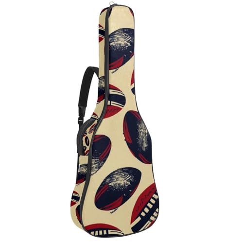 Housse de guitare imperméable motif rugby vintage avec poches et sangle dos