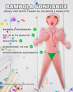 Bambola Gonfiabile per Addio al Celibato. Bambola Gonfiabile per Addio al Nubilato, per Scherzi, Feste e Photocall di Matrimonio. 150 cm