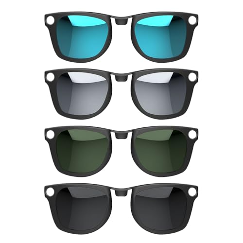 Clip polarizado para Ray-Ban Meta Wayfarer & Gen 2 (RW4006/RW4012, talla M, 50-22), clip de decoloración para Meta Wayfarer Gen 2 protección UV, Negro gris + verde oscuro + azul hielo + plata de agua