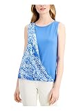 Alfani Womens Sash Sleeveless Blouse Top, Blue, X-Large