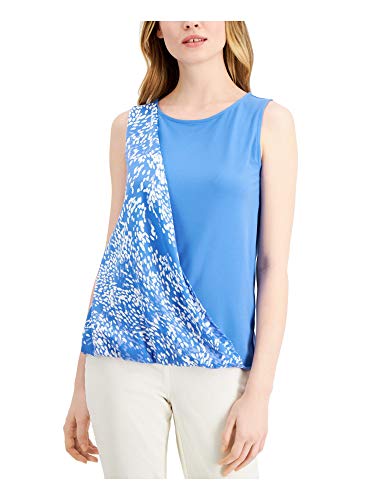 Alfani Womens Sash Sleeveless Blouse Top, Blue, X-Large #TOP11